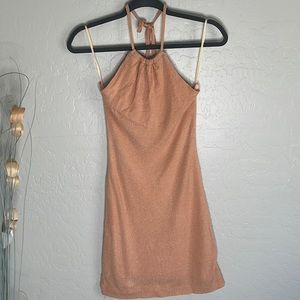 Le Lis Terry Halter Dress in Peach